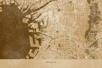 Sepia karta av Osaka - Poster / Art Print