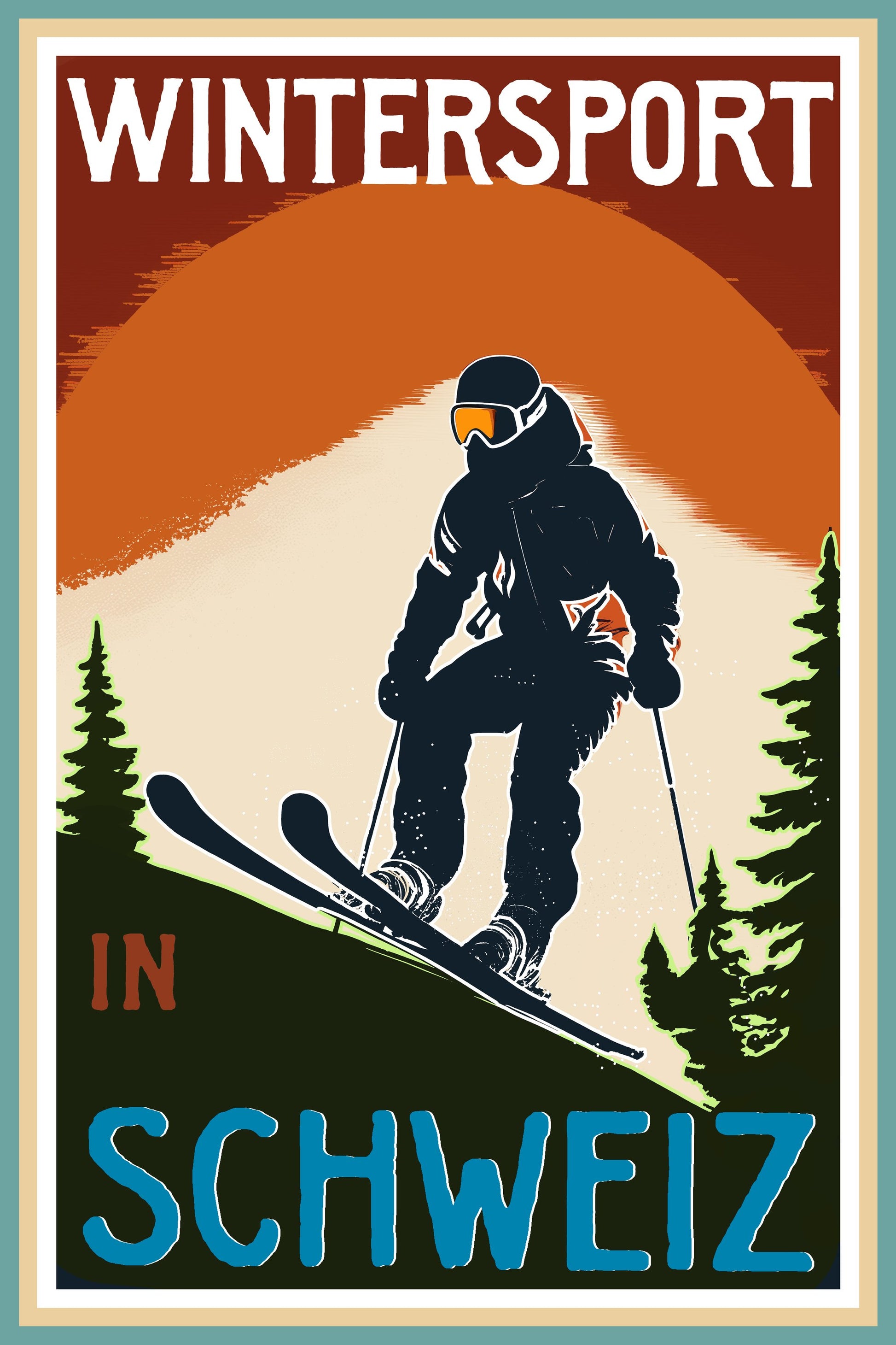 Winter Tourism: Vintage Wintersport In Schweiz - Poster / Art Print
