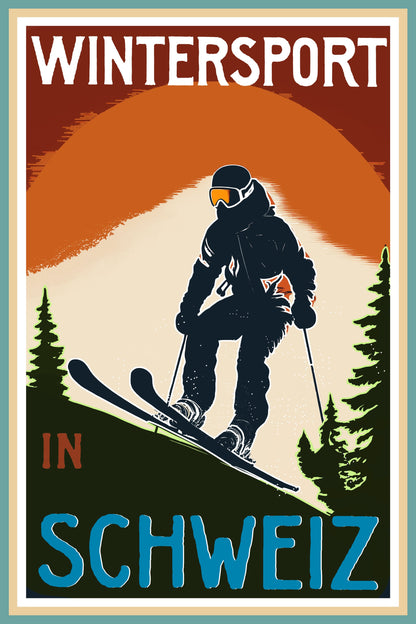 Winter Tourism: Vintage Wintersport In Schweiz - Poster / Art Print