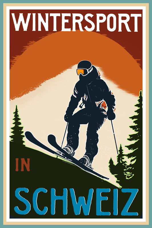 Winter Tourism: Vintage Wintersport In Schweiz - Poster / Art Print