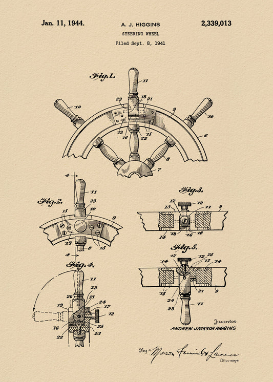 Steering Wheel Patent 1941 - Poster / Art Print