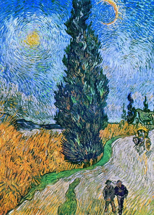 Vincent Van Gogh's Road With Cypress and Star 1890 - Poster / Art Print