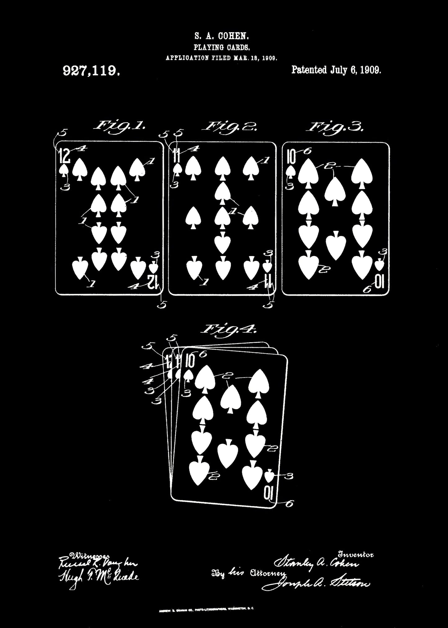 Playing Cards Patent 1909 - Poster / Art Print