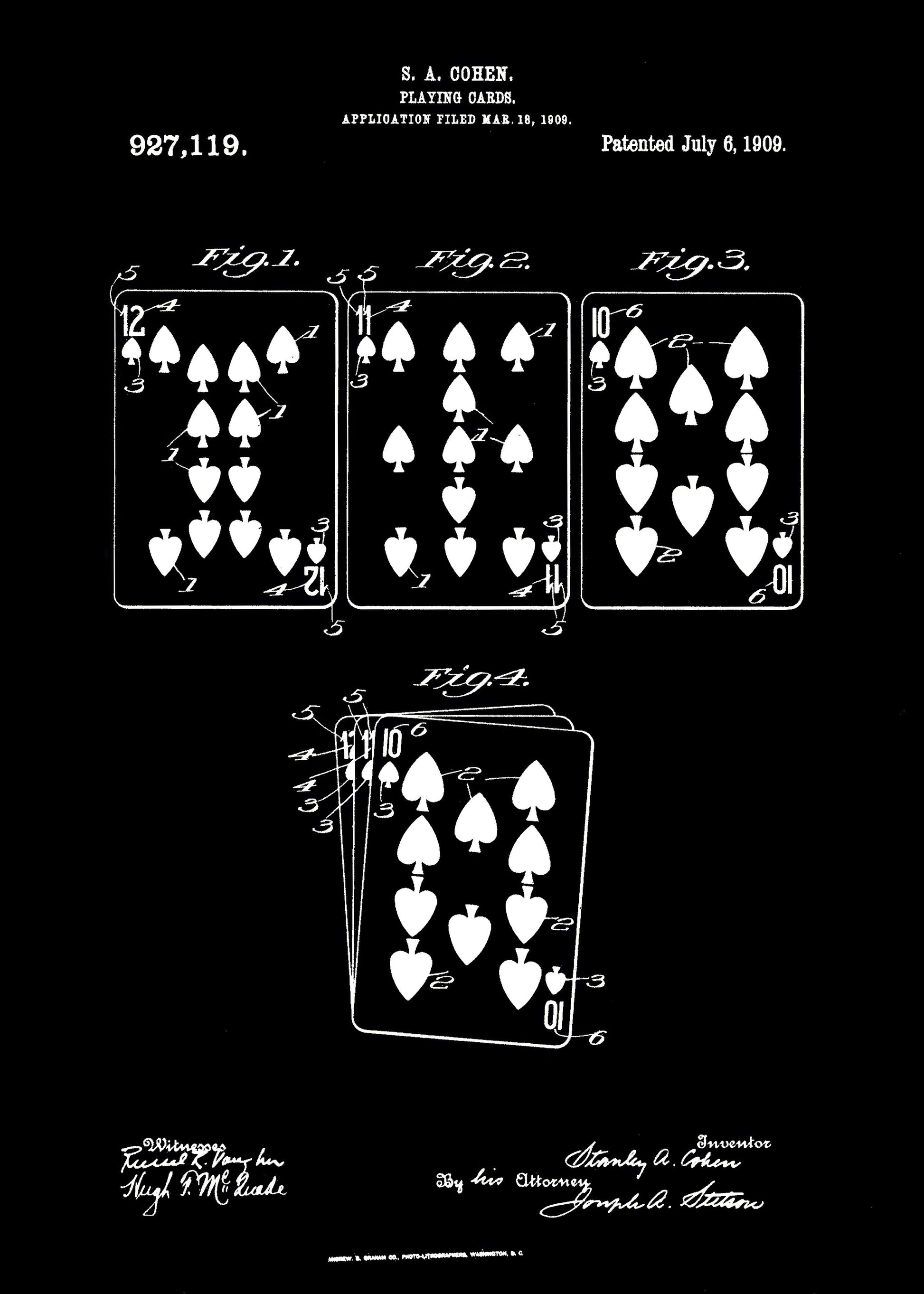 Playing Cards Patent 1909 - Poster / Art Print