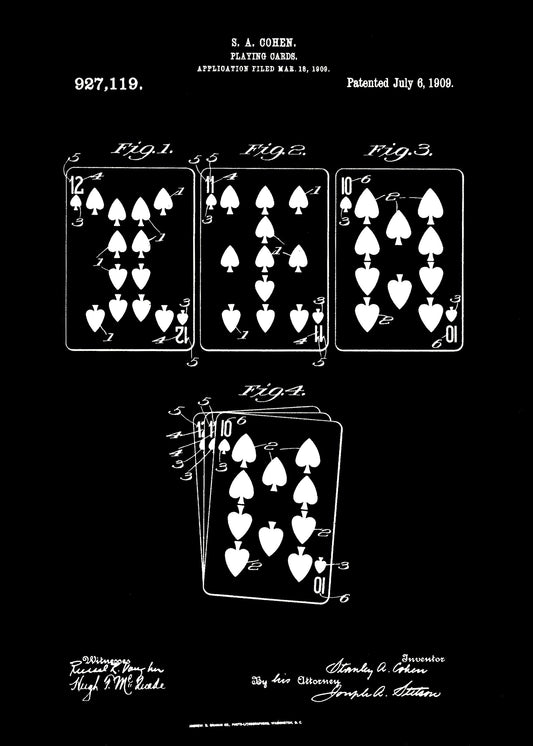 Playing Cards Patent 1909 - Poster / Art Print