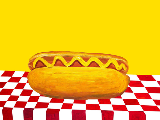 Hot Dog With Mustard Red Check Yellow - Poster / Art Print