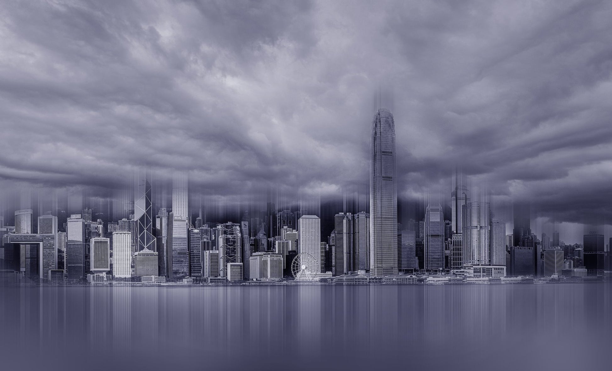 A view of Victoria Harbor in Hongkong - Poster / Art Print