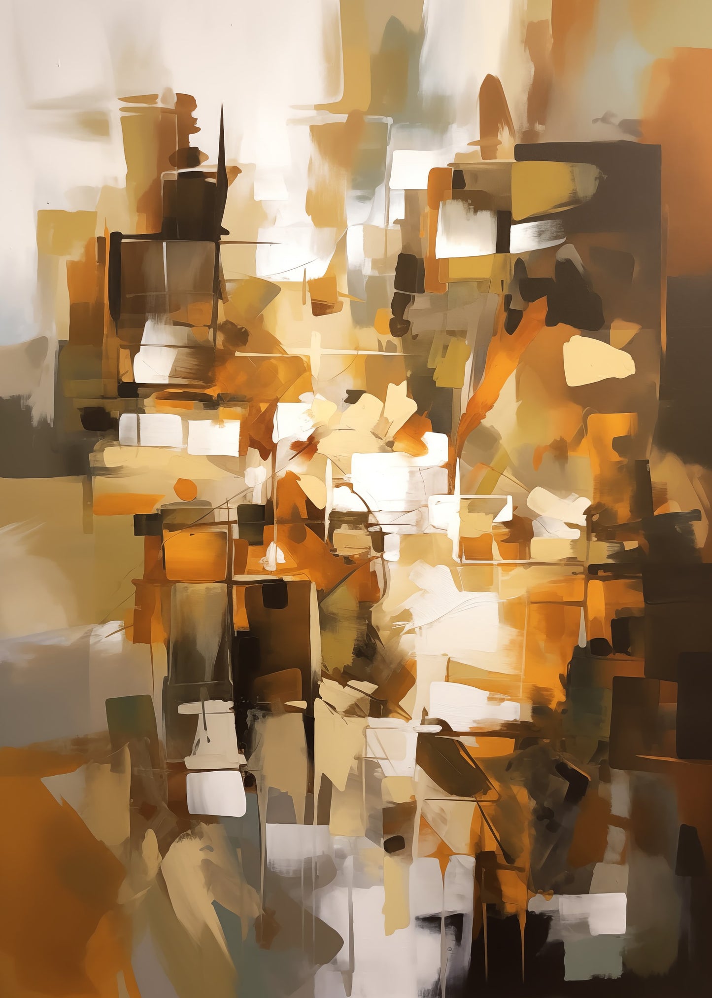 Abstract Patchwork In Earth Tones - Poster / Art Print