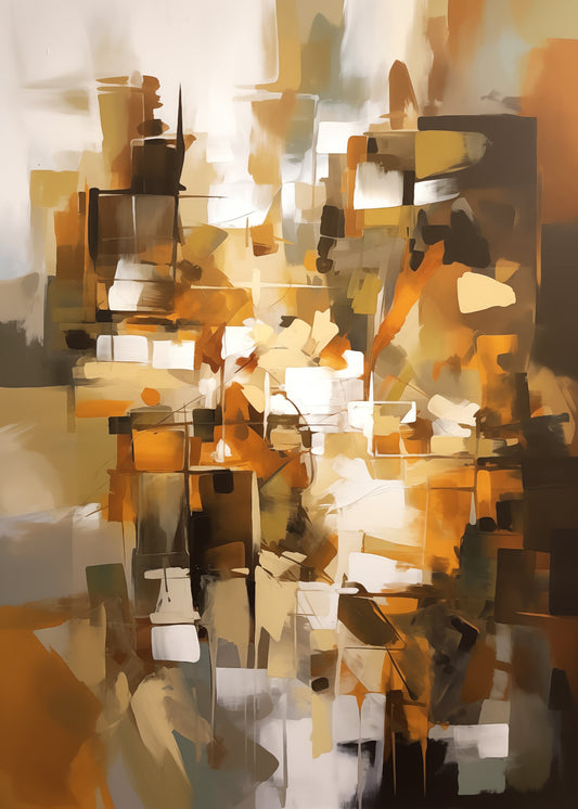 Abstract Patchwork In Earth Tones - Poster / Art Print
