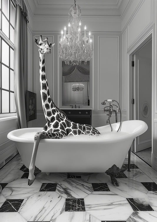 Giraffe Glam Soak - Poster / Art Print
