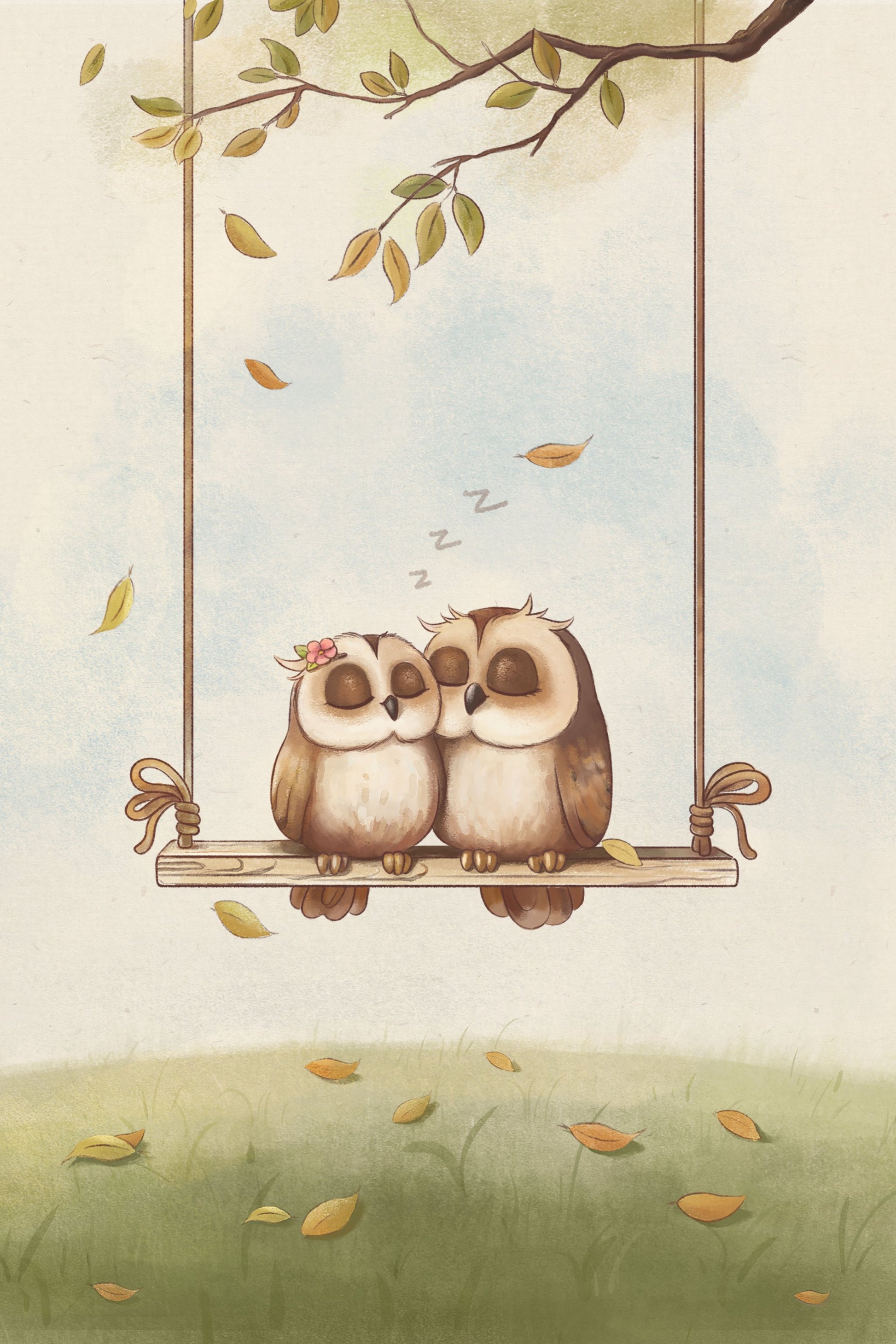 Owls in love - Poster / Art Print