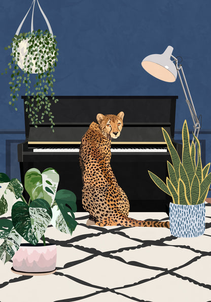 Cheetah playing piano - Poster / Art Print