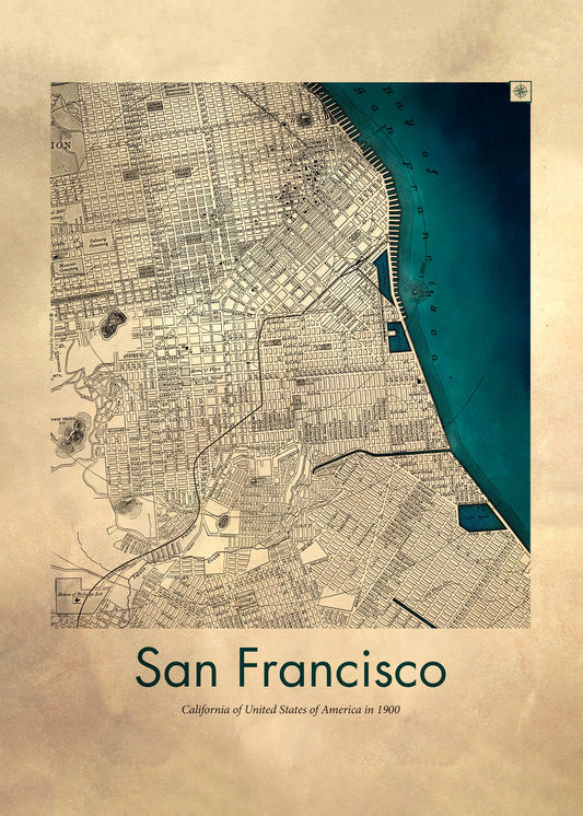 San Francisco retro karta - Poster / Art Print