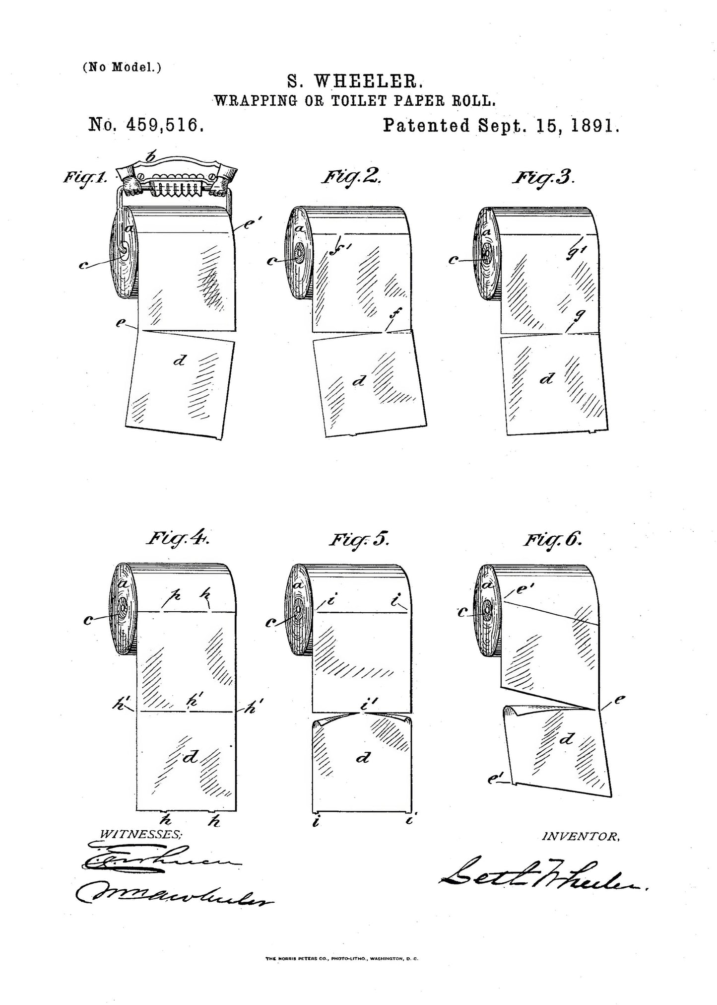 Toilet Paper Roll 2 Patent 1891 - Poster / Art Print