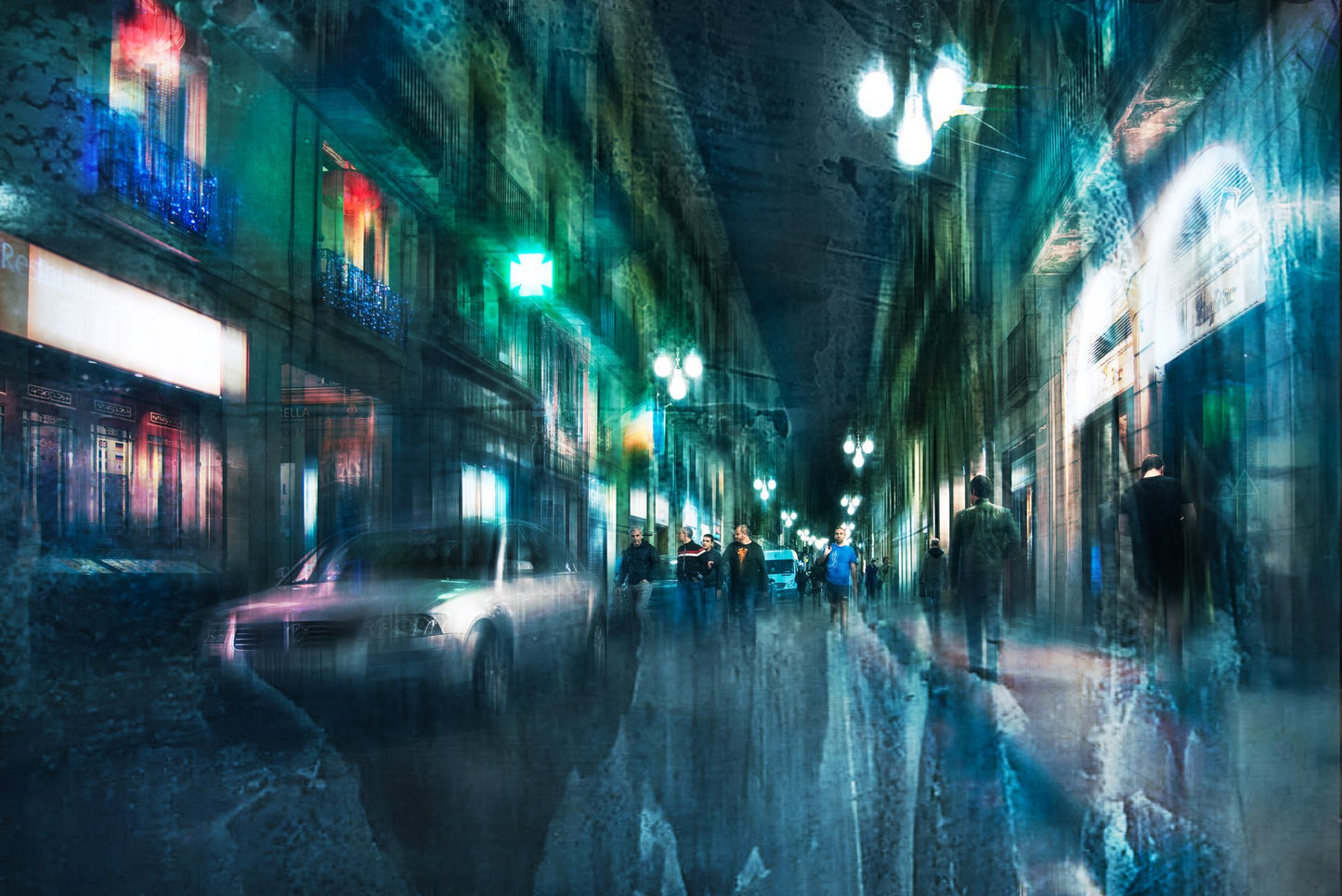 Night in the alleys of Barcelona - Poster / Art Print