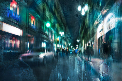Night in the alleys of Barcelona - Poster / Art Print