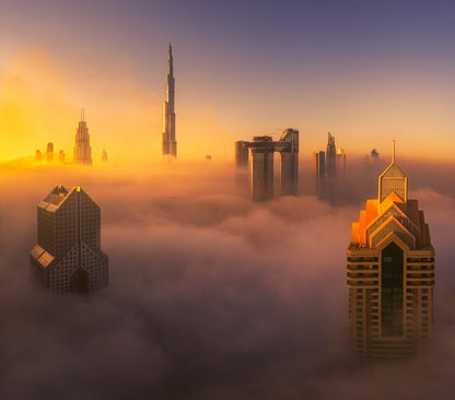 Dubai foggy sunrise in the city A738873 - Poster / Art Print