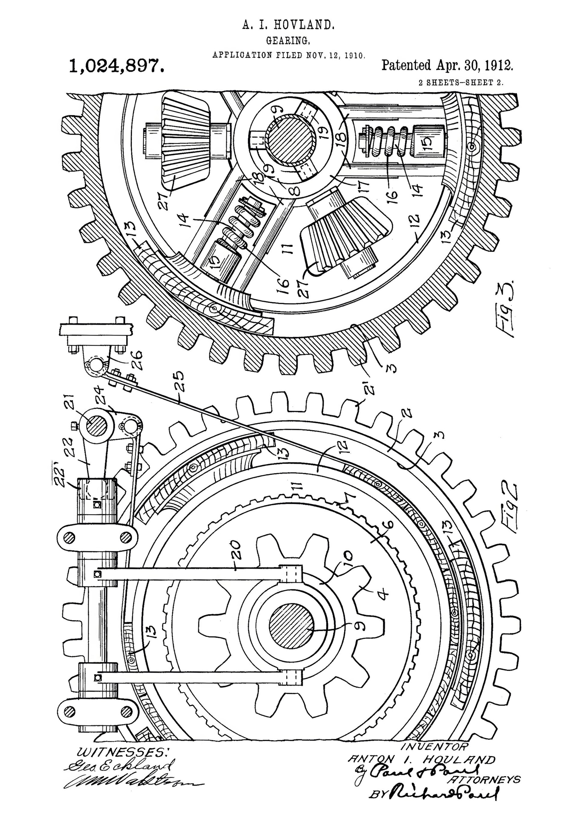 Gearing Patent 1912 - Poster / Art Print