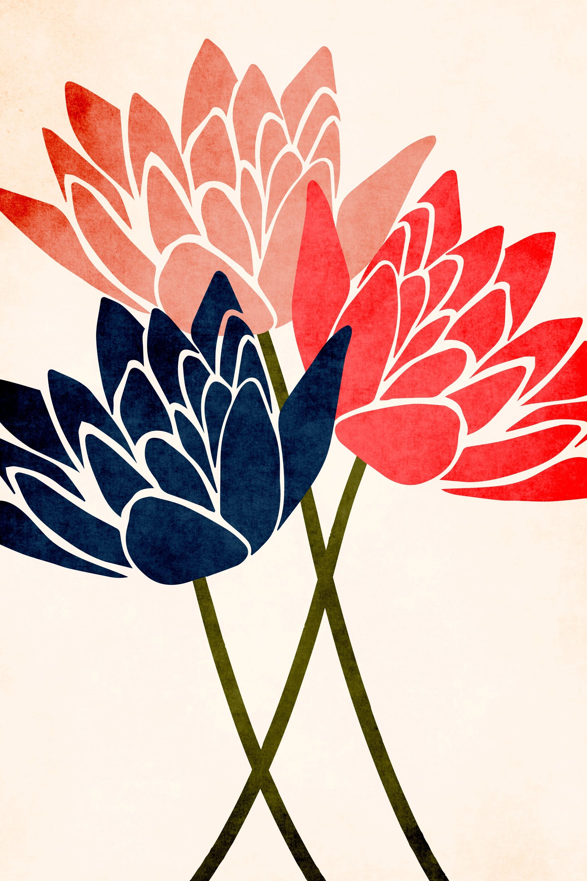 Three Dancing Blossoms - Poster / Art Print