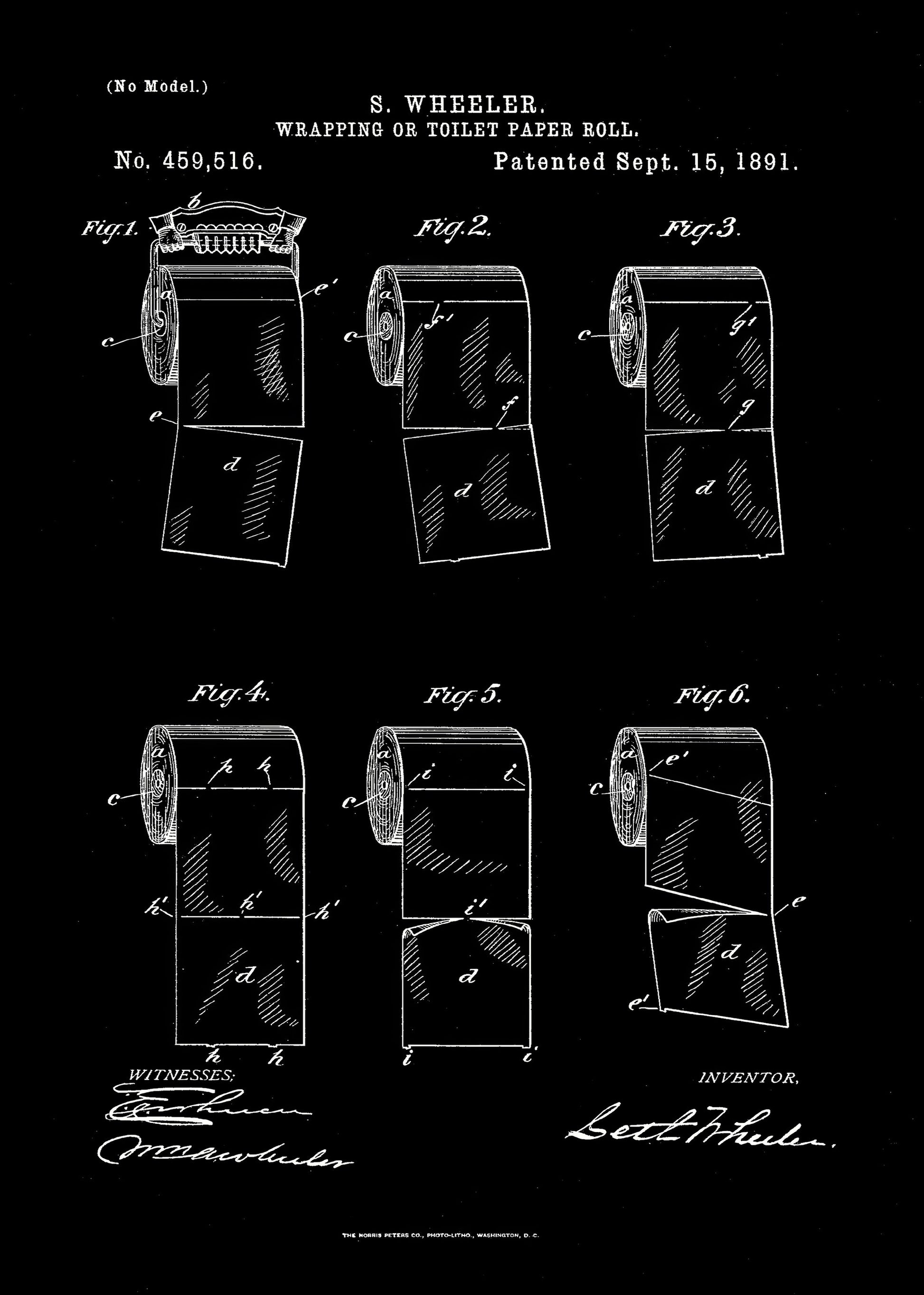 Toilet Paper Roll 2 Patent 1891 - Poster / Art Print