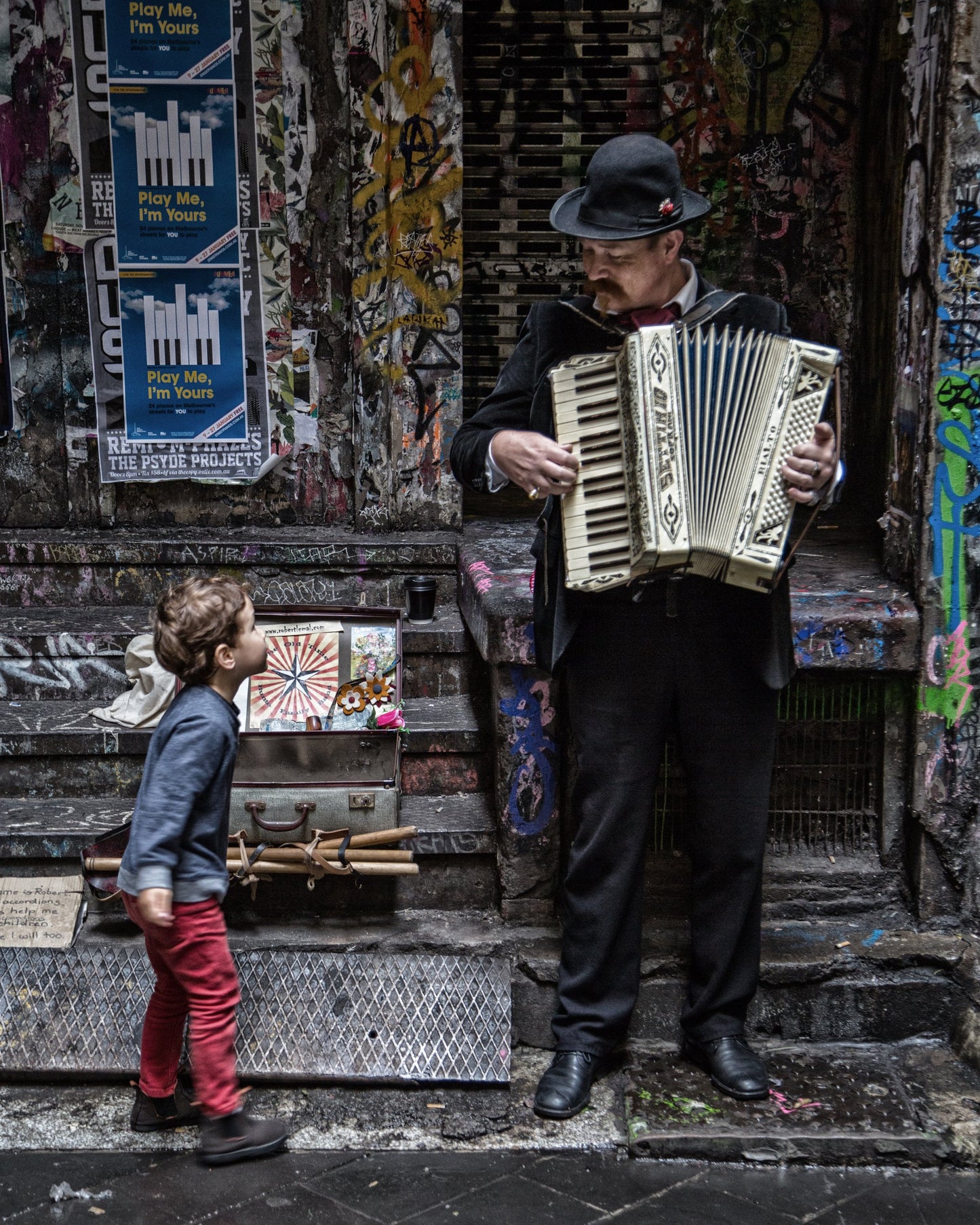 The Busker And The Boy - Poster / Art Print