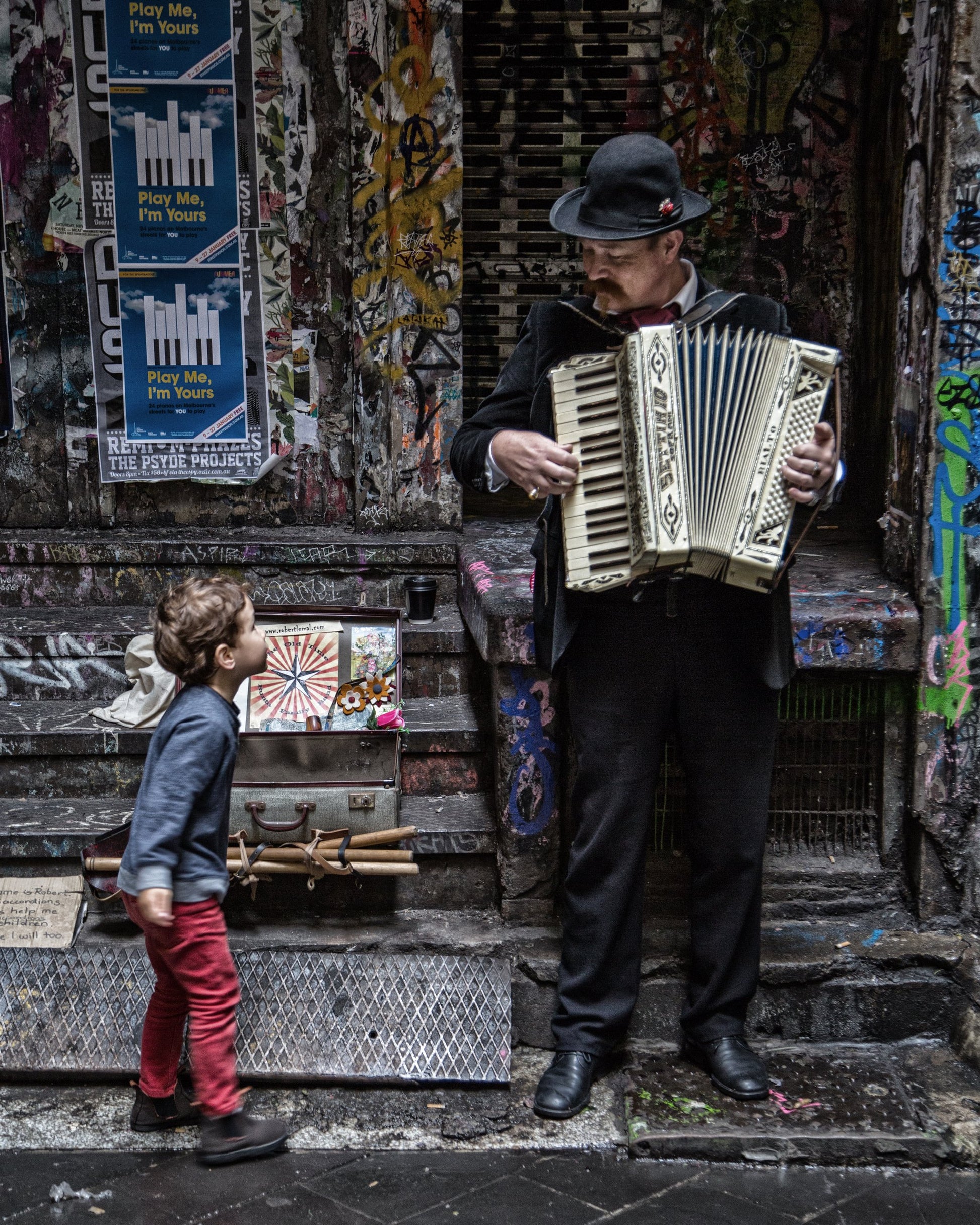 The Busker And The Boy - Poster / Art Print