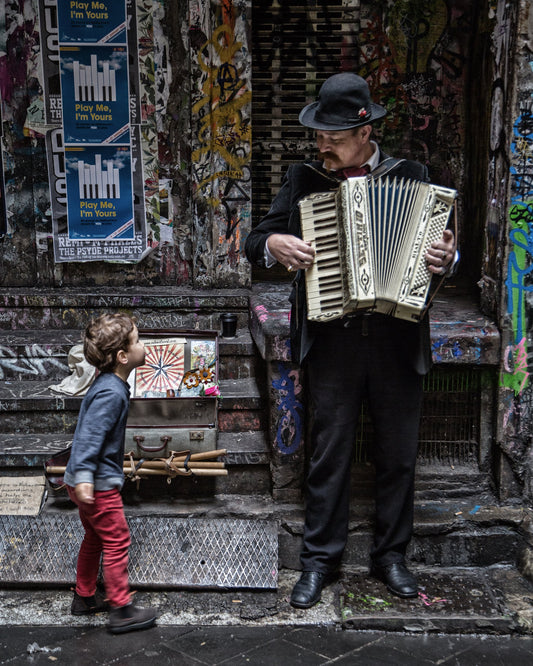 The Busker And The Boy - Poster / Art Print