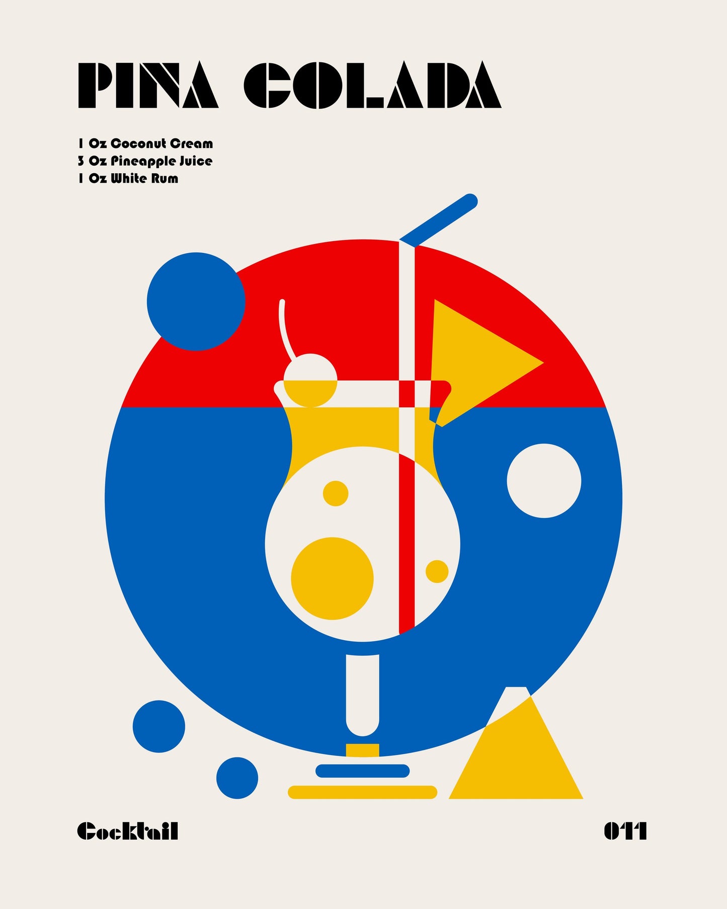 Pina Colada Bauhaus Cocktail - Poster / Art Print