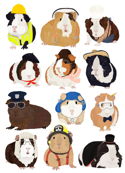 Guinea Pig Working Hr - Poster / Art Print