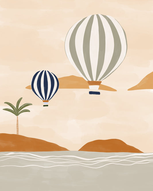 Airballoons In Dessert - Poster / Art Print