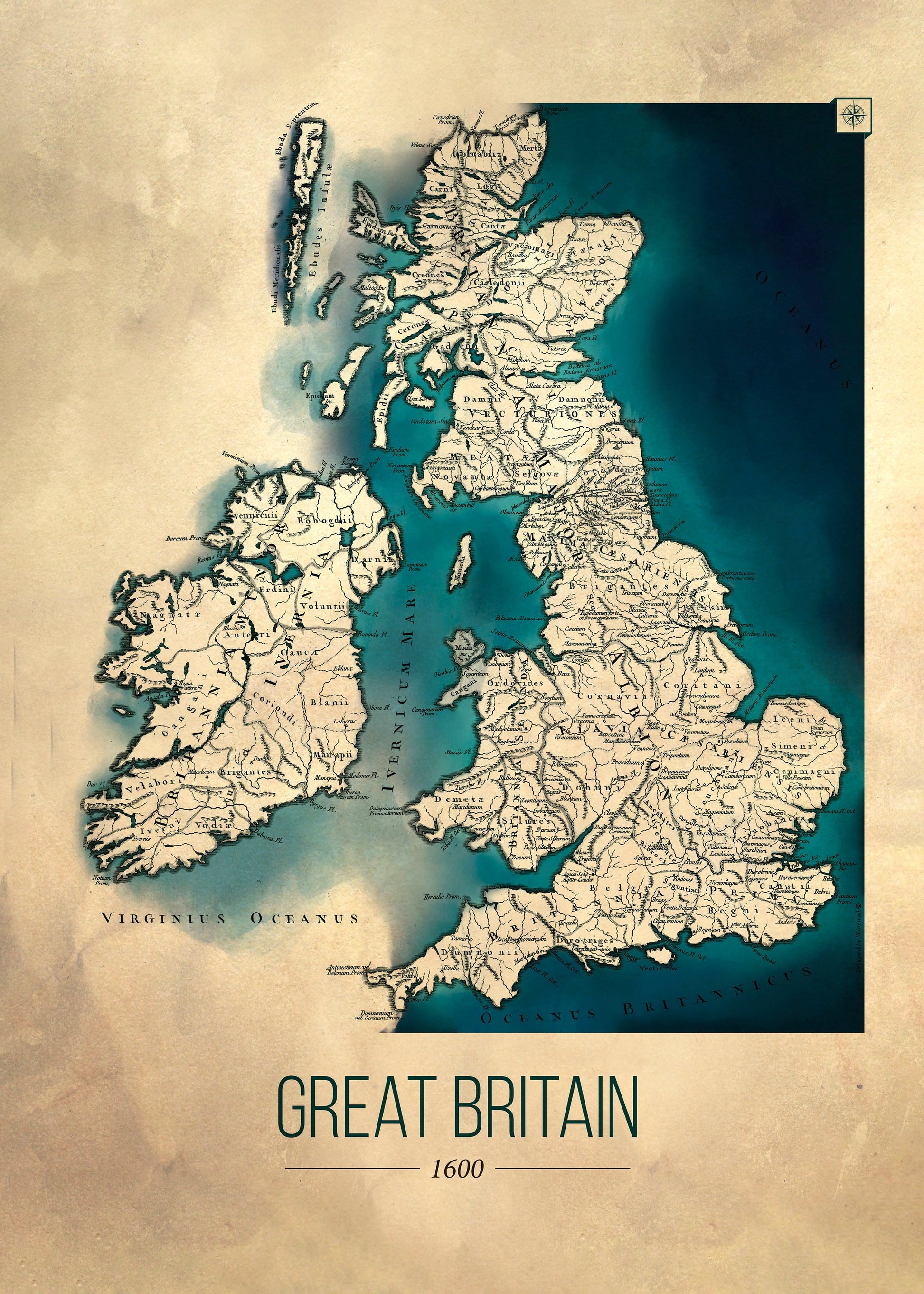Storbritannien vintagekarta - Poster / Art Print