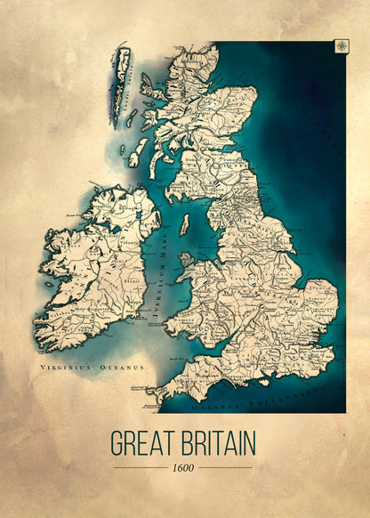 Storbritannien vintagekarta - Poster / Art Print