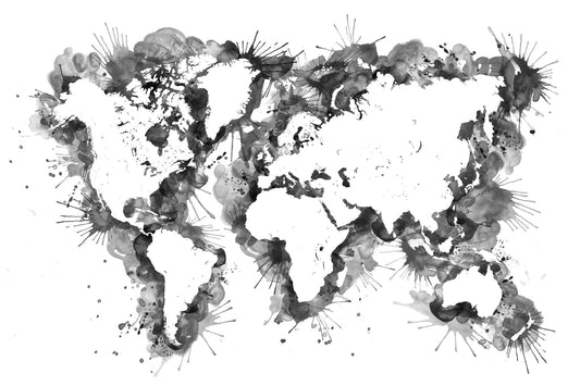 Gray strokes världskarta - Poster / Art Print