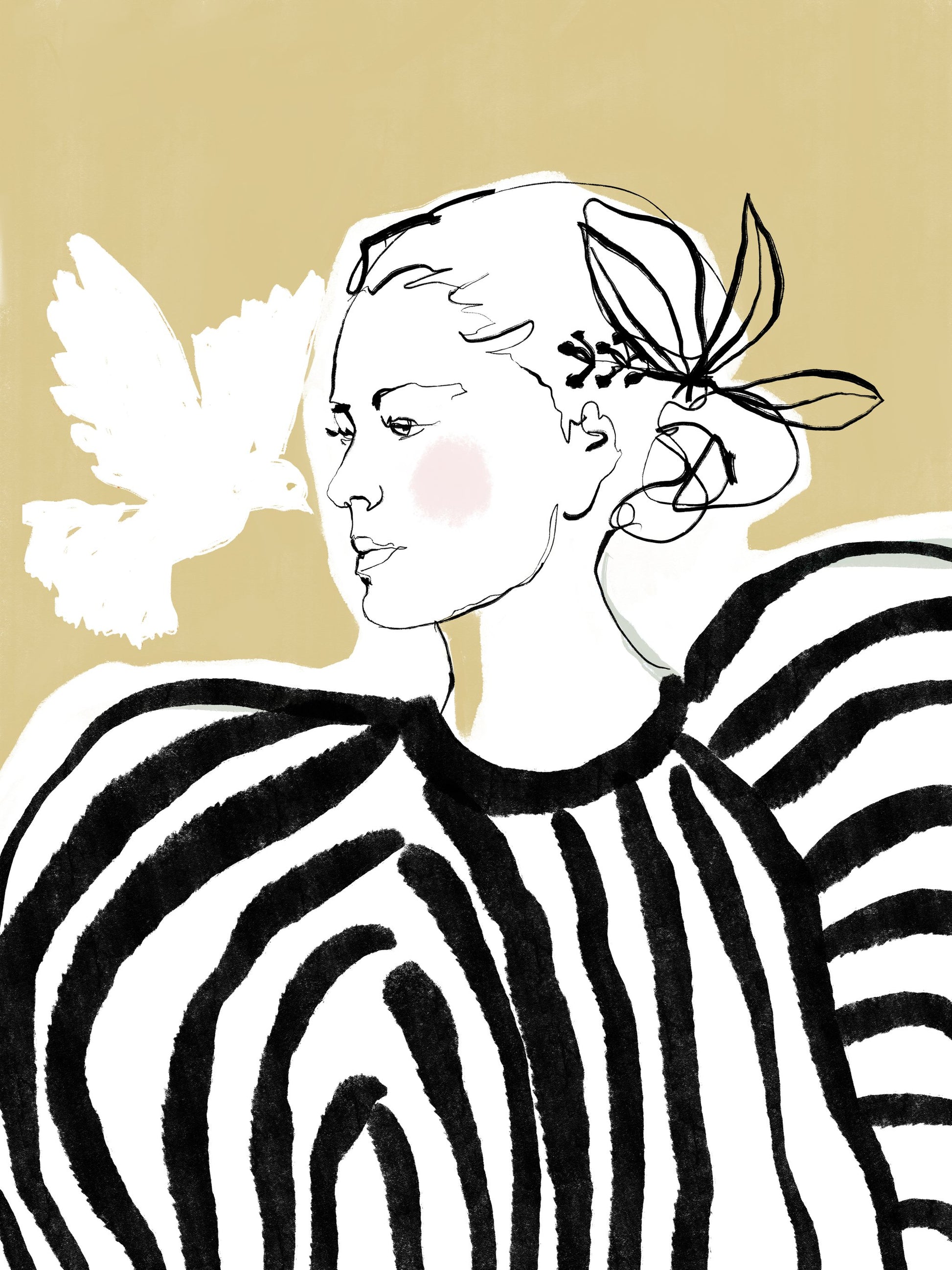 Woman Profile with a Zebra Stripe Pattern - Poster / Art Print