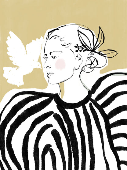 Woman Profile with a Zebra Stripe Pattern - Poster / Art Print