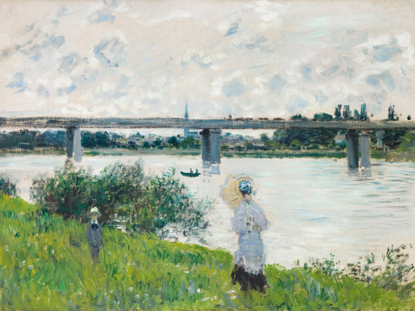 Claude Monet's the Promenade With the Railroad Bridge, Argenteuil (1874) - Poster / Art Print