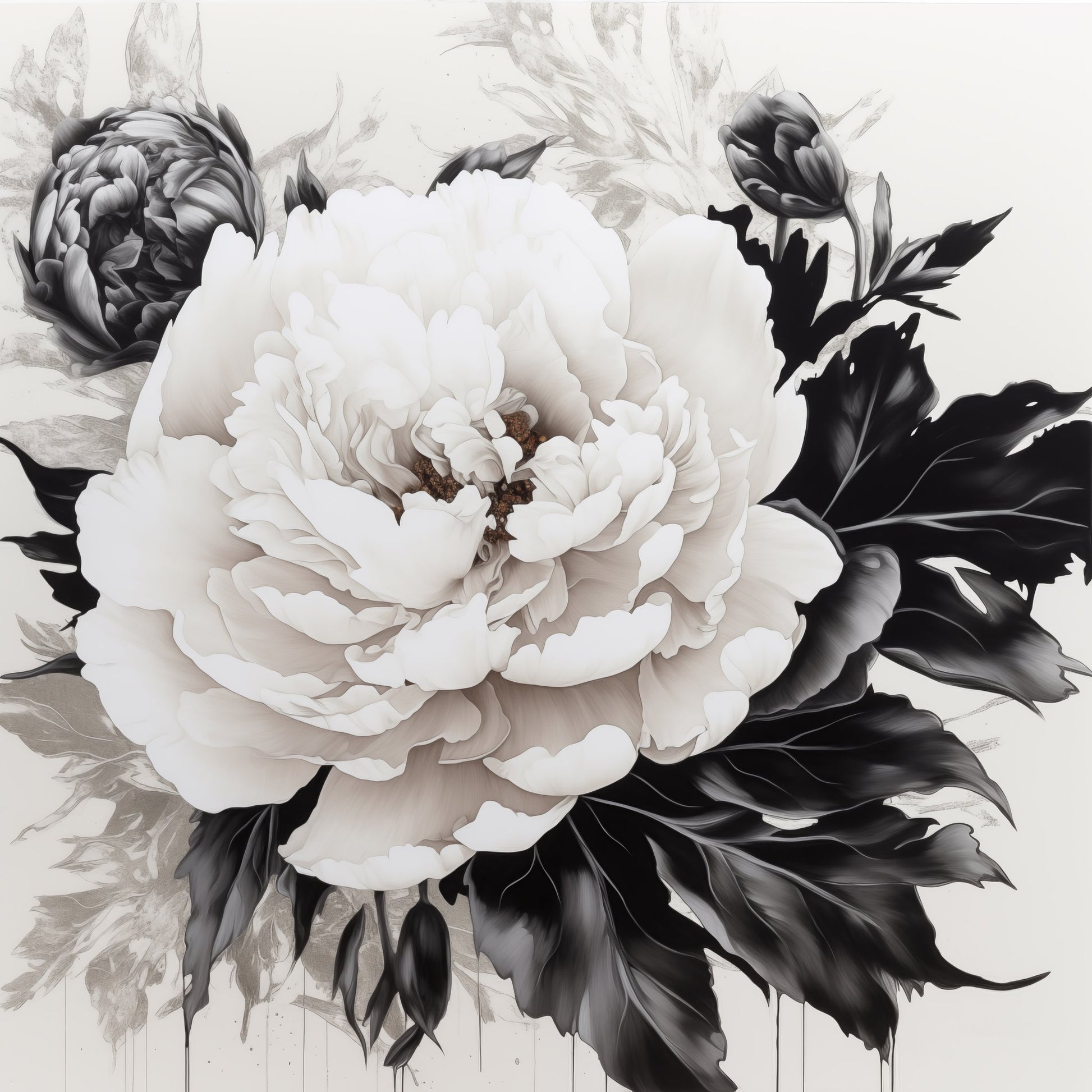 Peonies Sketch - Poster / Art Print