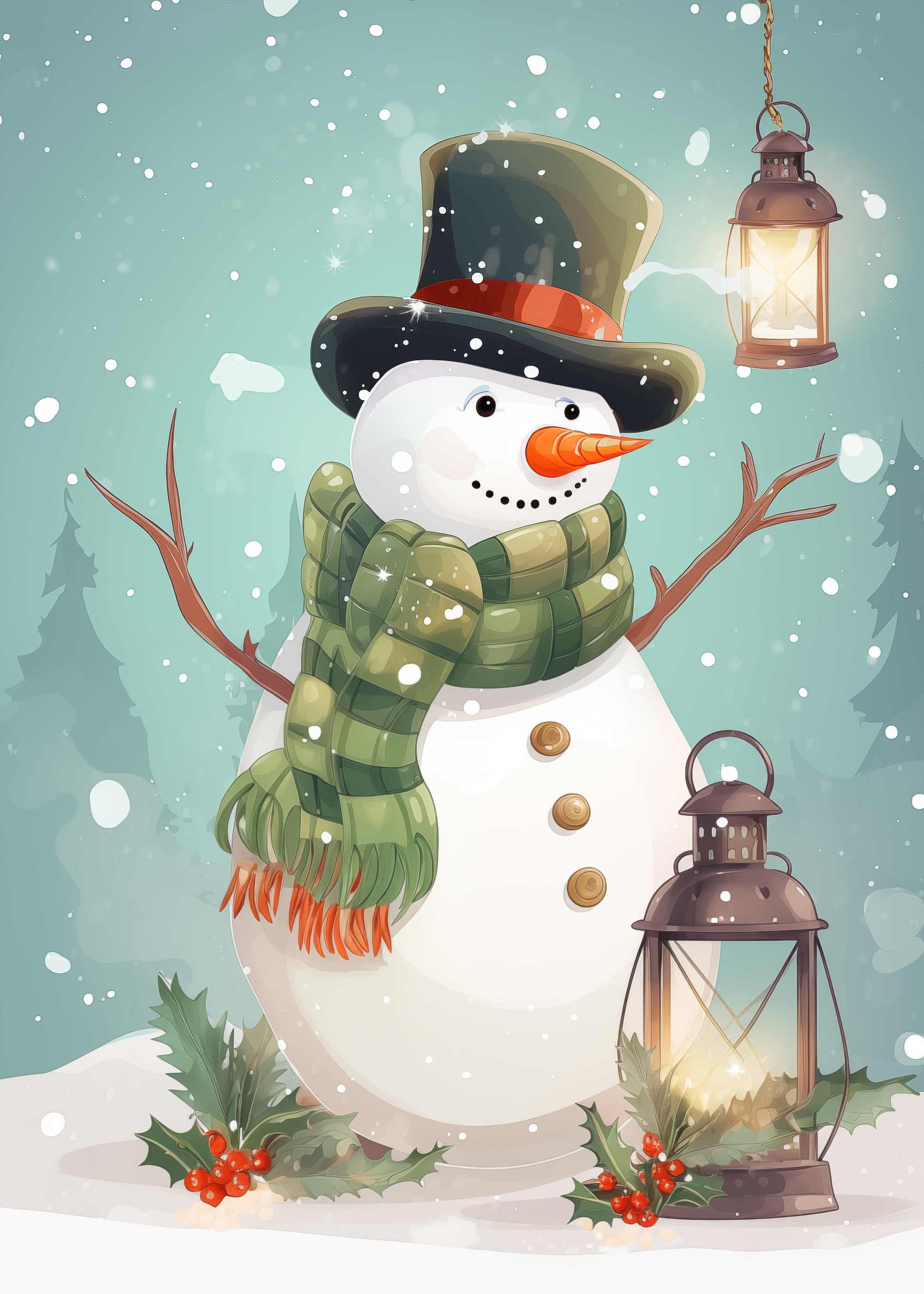 Cute Snowman No 1 - Poster / Art Print