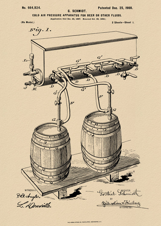 Apparatus for Beer Patent 1944 - Poster / Art Print