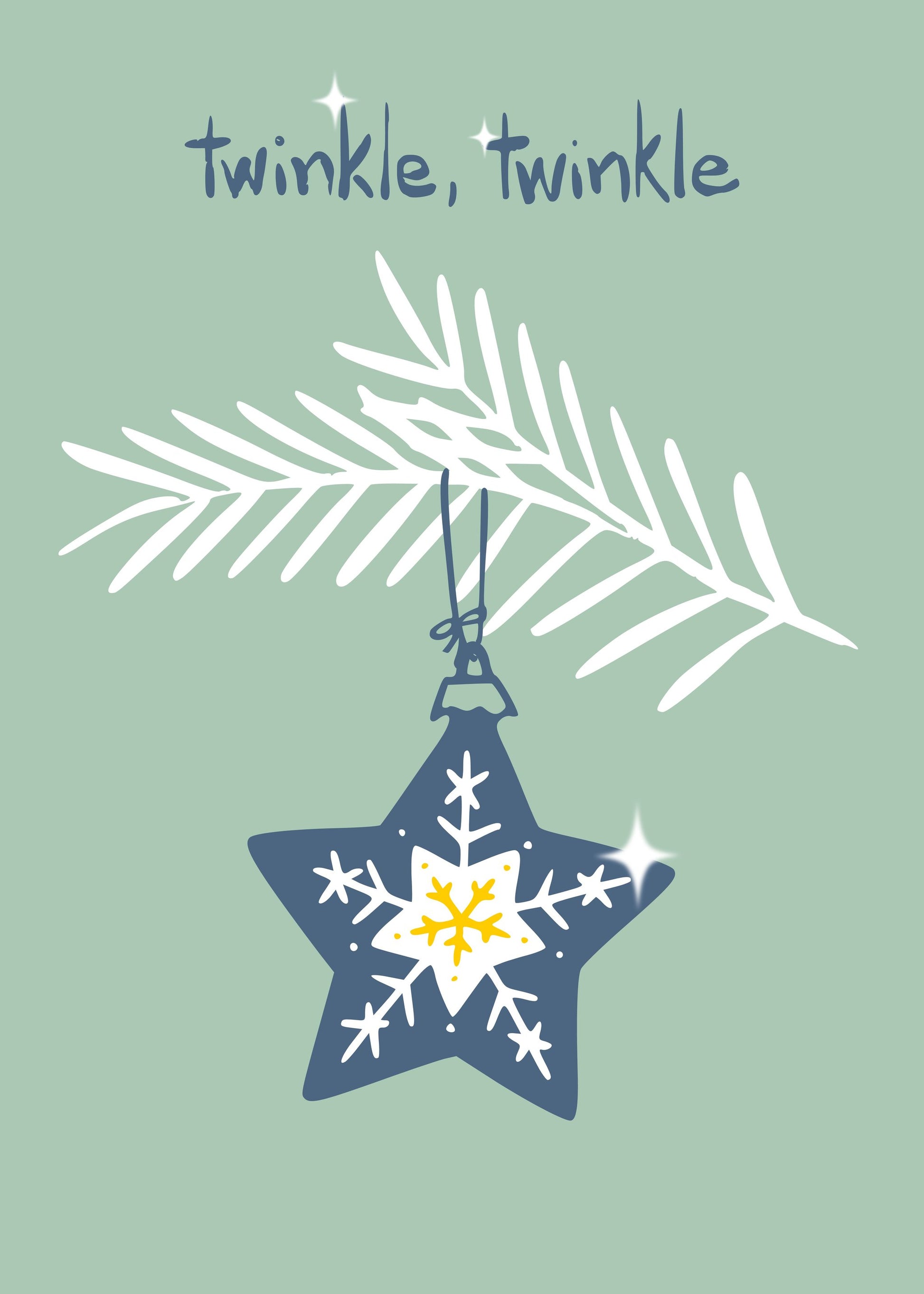 Cheerful twinkle Christmas star mint - Poster / Art Print