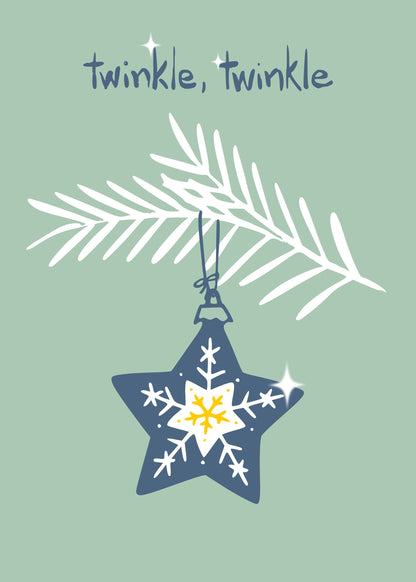 Cheerful twinkle Christmas star mint - Poster / Art Print