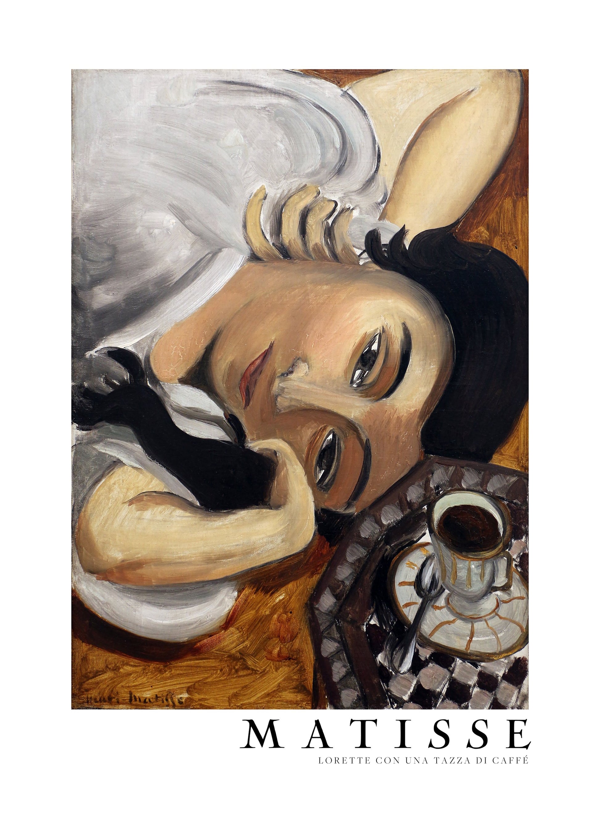 Lorette Con Una Tazza Di Caffe 1916 Boarder - Poster / Art Print