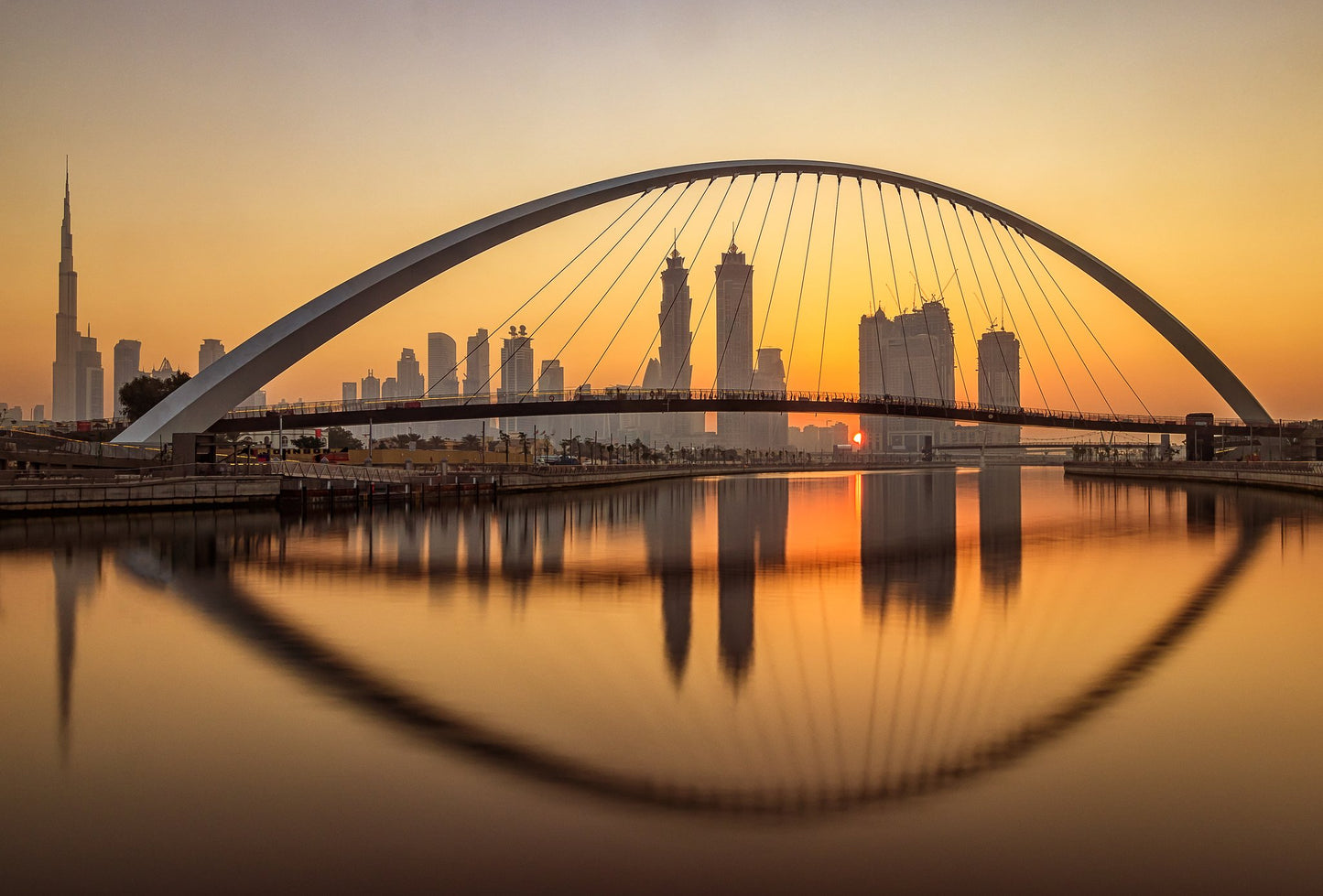 Sunrise at the Dubai Water Canal - Poster / Art Print