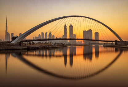 Sunrise at the Dubai Water Canal - Poster / Art Print