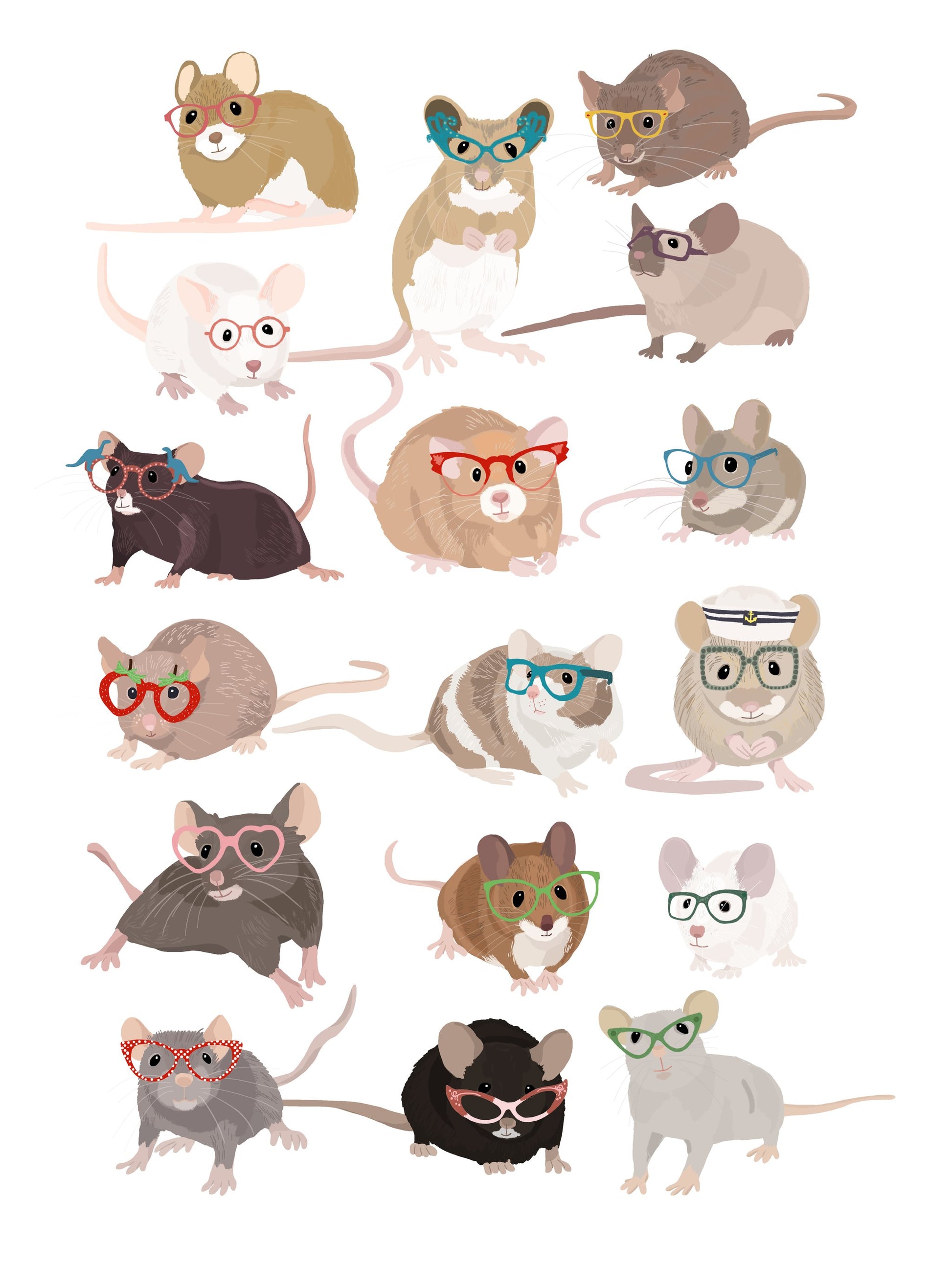 Mice In Glasses - Poster / Art Print