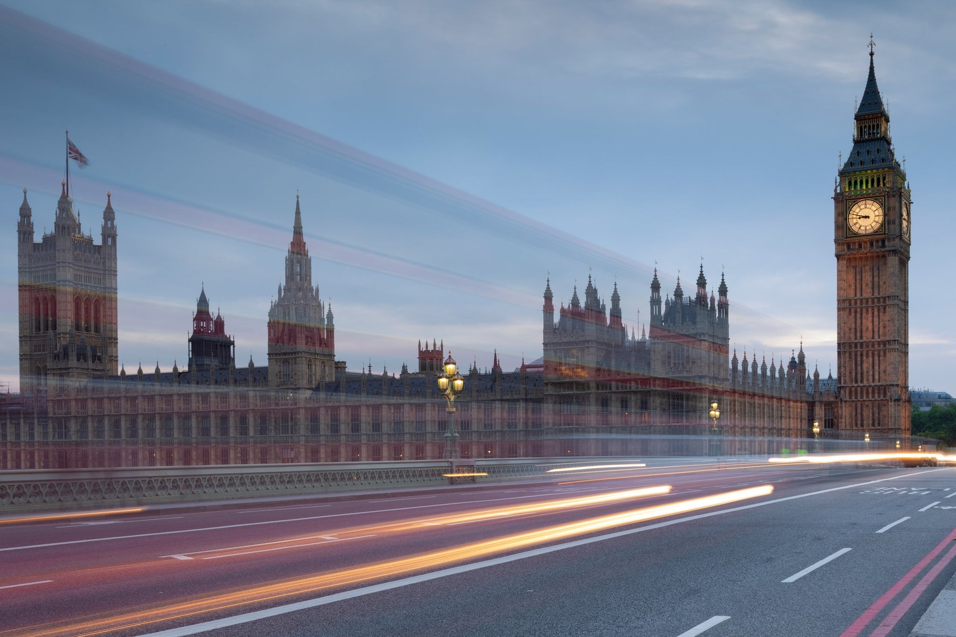 Big Ben with bright trails - Poster / Art Print