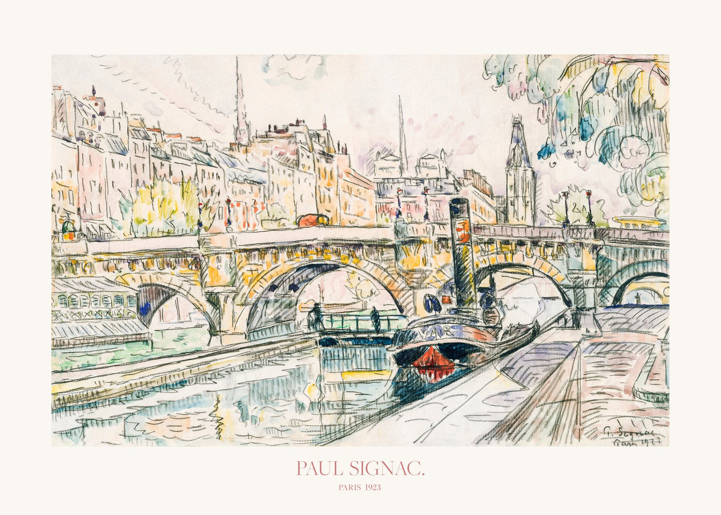 Tugboat At the Pont Neuf, Paris 1923 Poster - Poster / Art Print