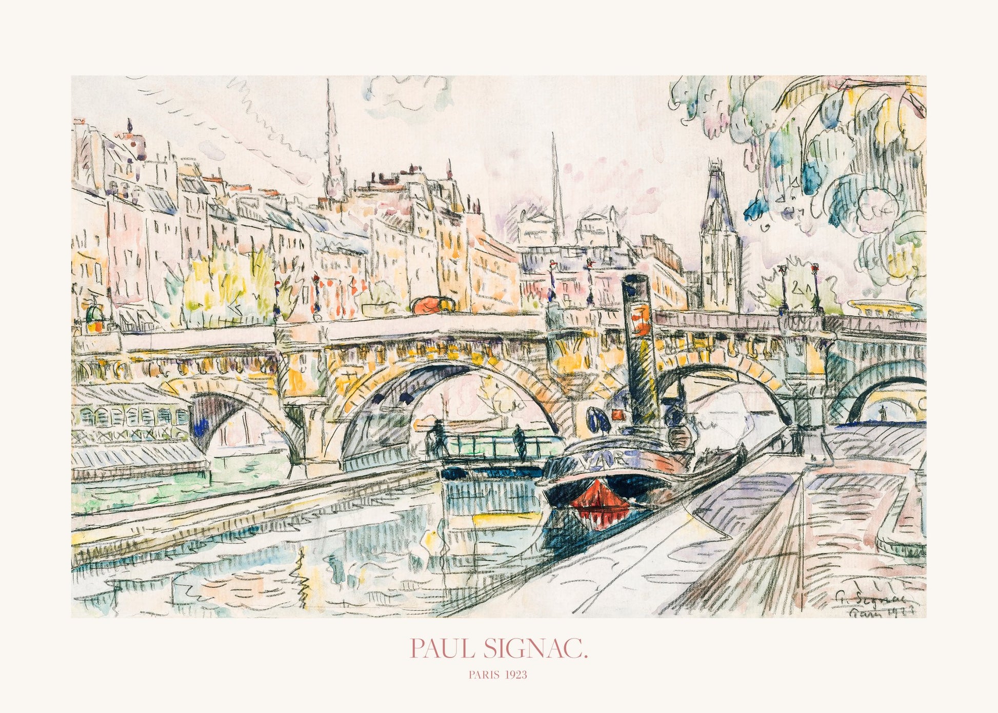 Tugboat At the Pont Neuf, Paris 1923 Poster - Poster / Art Print