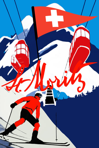 Winter Tourism: Vintage St.Moritz - Poster / Art Print