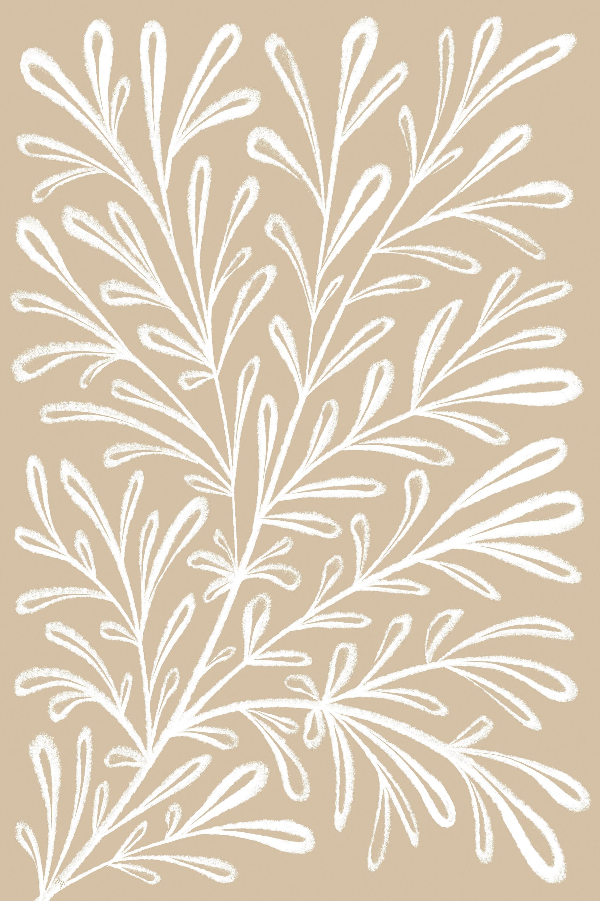 Beige White Plant - Poster / Art Print